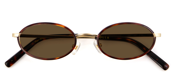 IOLLA Skye Sunglasses in Brushed Gold with Dark Havana Piping with Brown Lenses