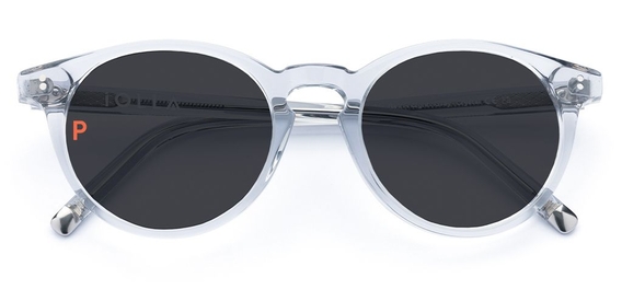 Big Bell Light Grey Crystal Sunglasses with Grey Polarised Lenses.
