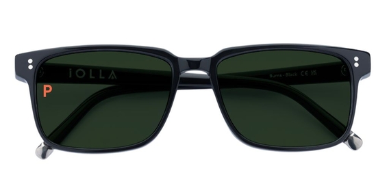 Burns Black Sunglasses with Green Polarised Lenses