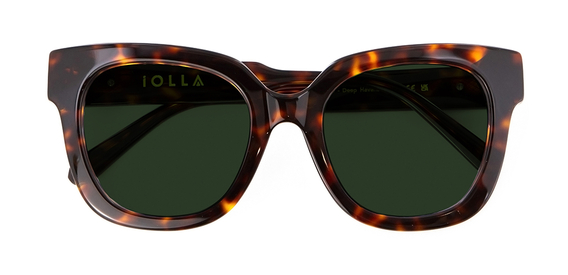 Ferne Sunglasses in Deep Havana with Green Lenses