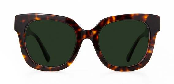 Ferne Sunglasses in Deep Havana with Green Lenses