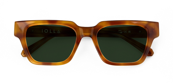 Macrae Sunglasses in Amber with Green Lenses
