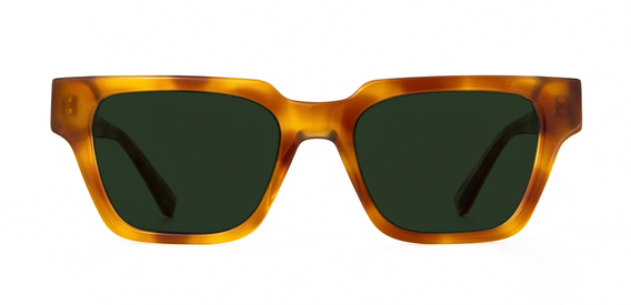 Macrae Sunglasses in Amber with Green Lenses