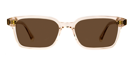Side view of 002 Vanilla Crystal Sunglasses with Brown Lenses