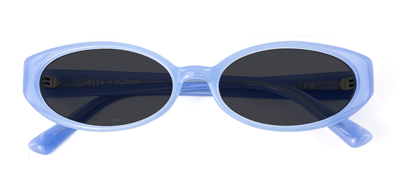 Folded view of 002 Icy Blue Sunglasses with Grey Lenses