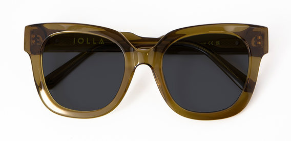 Ferne sunglasses in Husk Crystal with grey lenses front unfolded view