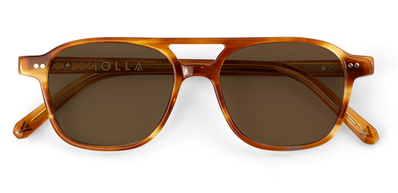 Ramsay Cinnamon Swirl sunglasses with brown lenses font folded view