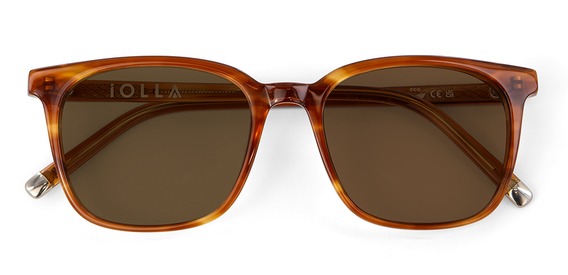 Stewart Cinnamon Swirl Sunglasses with brown lenses front folded view