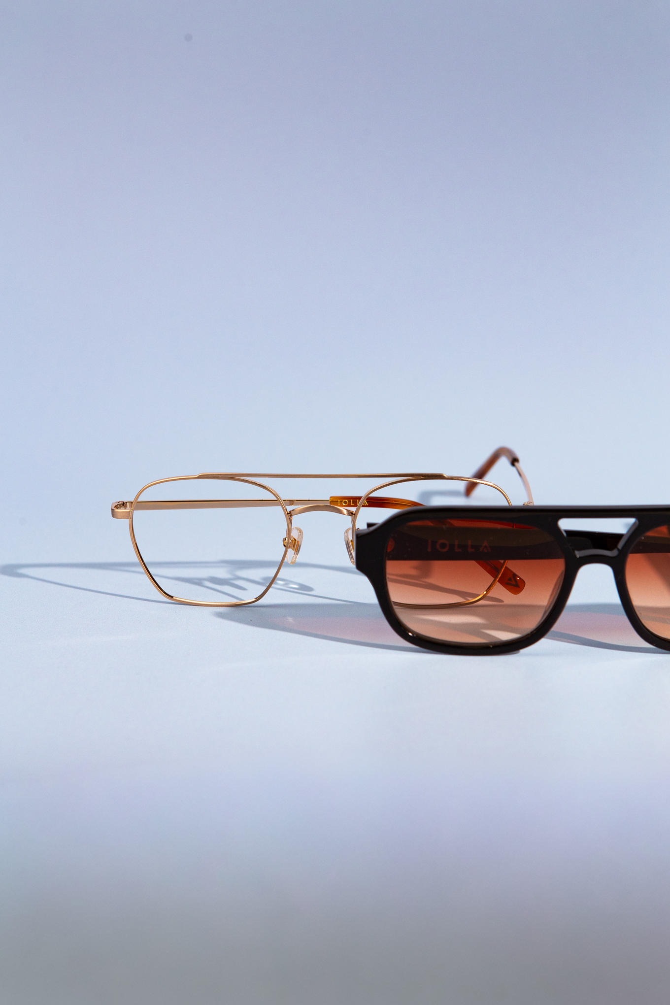 IOLLA gold frame with brown sunglasses