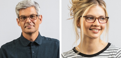 Baird rust fade rectangular slim acetate glasses