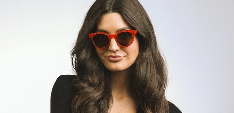 Campbell lava red large round sunglasses 