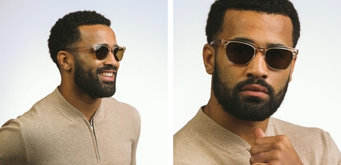 Wallace half rim metal and acetate Vanilla Crystal sunglasses