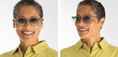 Bell Light Grey Crystal sunglasses on model
