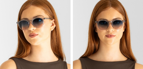 Model wearing IOLLA Big Bell Light Grey Crystal sunglasses