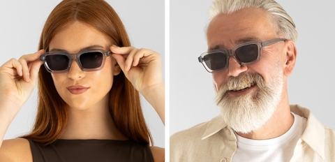 Models wearing IOLLA Finlay Light Grey Crystal Sunglasses