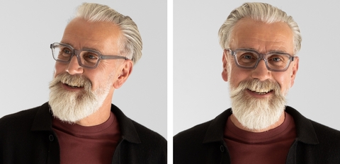 Model wearing IOLLA Finlay Light Grey Crystal glasses