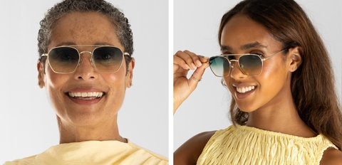 Harrison Brushed Gold Sunglasses with Gradient on models
