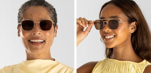 Models wearing IOLLA Harrison Brushed Gold Sunglasses