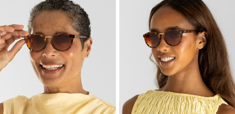 Murray Caramel Tortoise Sunglasses worn by model 