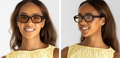 Ness Black glasses with tint on model