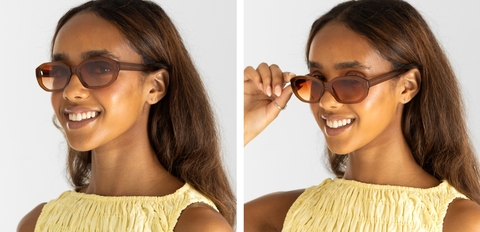 Ness Chocolate Sunglasses on model