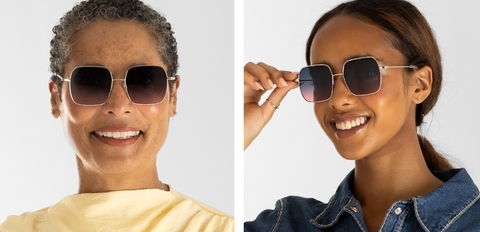Models wearing IOLLA Rae II Chrome Silver Sunglasses