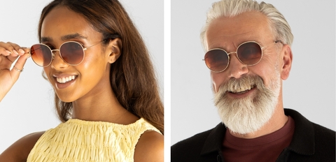 Models wearing IOLLA Robertson Brushed Gold sunglasses