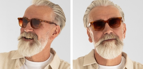 Model wearing Russell Amber Sunglasses