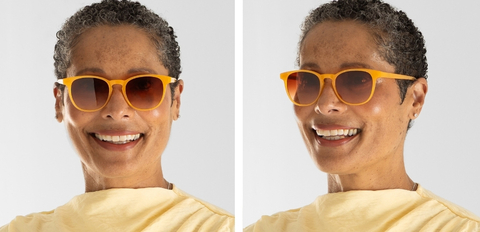 Smith Honey Sunglasses with Gradient lenses worn by model 