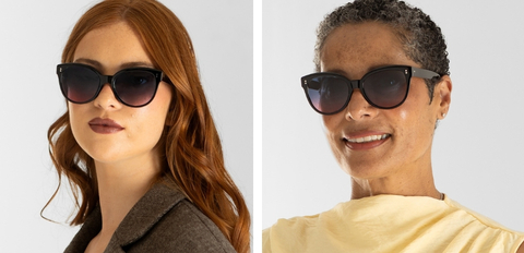 Swinton_Black Sunglasses with Gradient lenses on model 