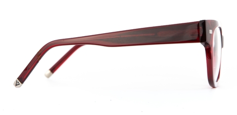 Red IOLLA frame facing sidewards on a white background