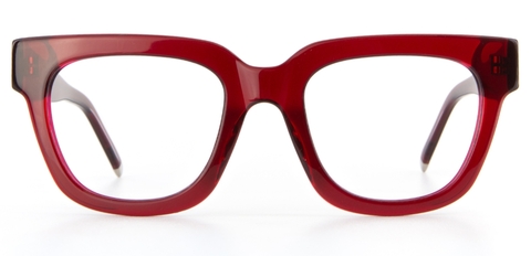 Red IOLLA frame front facing on white background