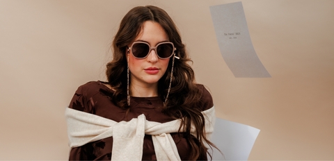 Mocha brown round acetate sunglasses with dark brown lenses, full-rim frame.