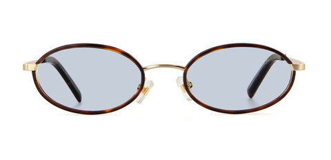 IOLLA Skye Sunglasses in Brushed Gold with Deep Havana Piping with Glacier Lenses
