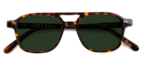 IOLLA Ramsay Sunglasses in Deep Havana with Green Lenses