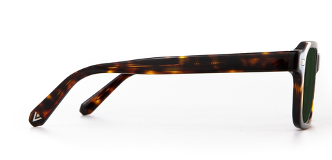 Angus Sunglasses in Deep Havana with Green Lenses