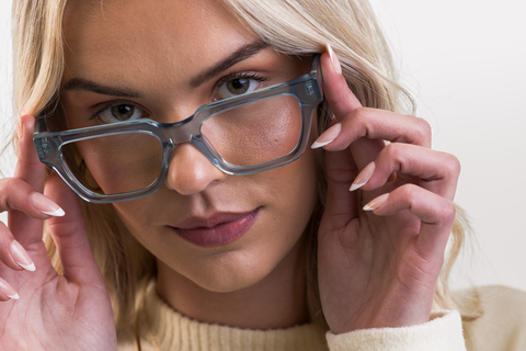 Macrae Teal Crystal Acetate Sunglasses Glasses