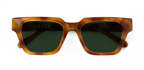 Macrae Sunglasses in Amber with Green Lenses