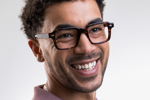 IOLLA Angus Glasses in Deep Havana Shown on Male Model