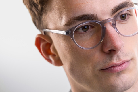 male model wearing Bell Light Grey Crystal Glasses