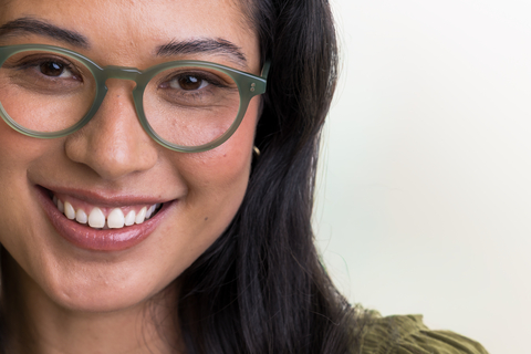 female model wearing Bell Khaki Green Glasses