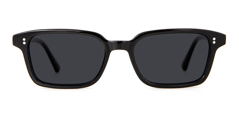 Front view of 001 Black Sunglasses with Grey Lenses