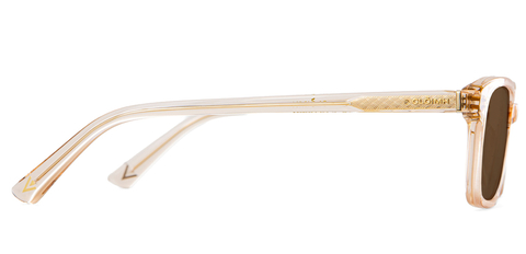 Side view of 002 Vanilla Crystal Sunglasses with Brown Lenses