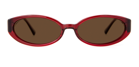 Front view of 002 Merlot Sunglasses with Brown Lenses