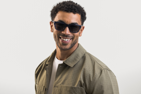 male model wearing IOLLA Maclean Stone Blue Sunglasses