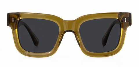 Brodie Sunglasses in Husk Crystal with grey lenses front unfolded view
