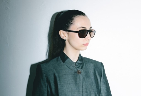 Female model wearing Lachlan Deep Havana Sunglasses side profile