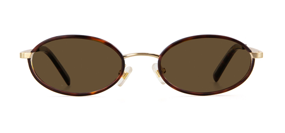 IOLLA Skye Sunglasses in Brushed Gold with Dark Havana Piping with Brown Lenses